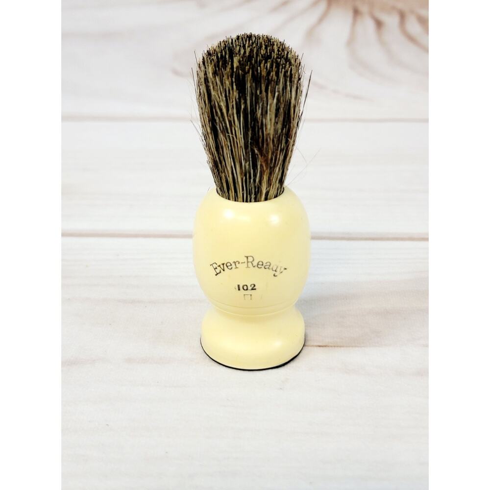 Vintage Ever-Ready 102 Real Hair Shaving Brush - Ivory Color Handle